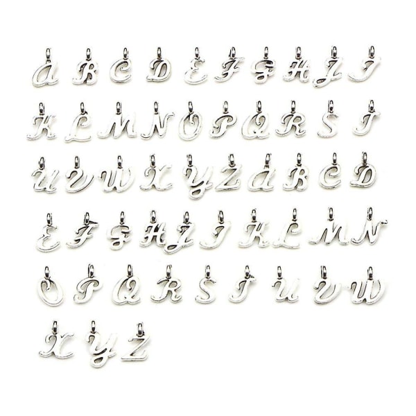 Alphabet Charms A Z Letter Charm Engelsk bokstavanheng for gjør-det-selv-smykker Halskjede Armbånd resultater 52 stykker, metall, metall