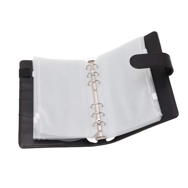 【NX】A6 Budgetmappe A6 Mappelomme Lynlåstaske Notebook PU Læder Budget Notebook Kontantkuvert Budget Håndbog Sort
