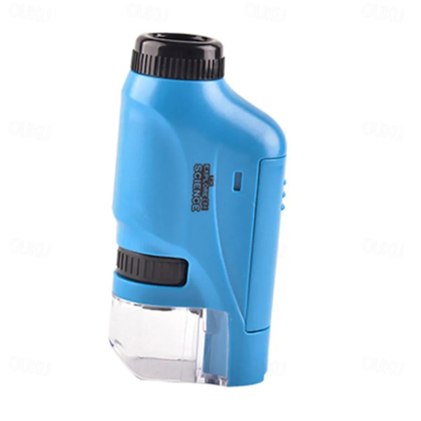 【NX】Mini Pocket Microscope Set 60-120x Lab Handheld Microscope Battery Powered Microscope with LED Illumination Blue
