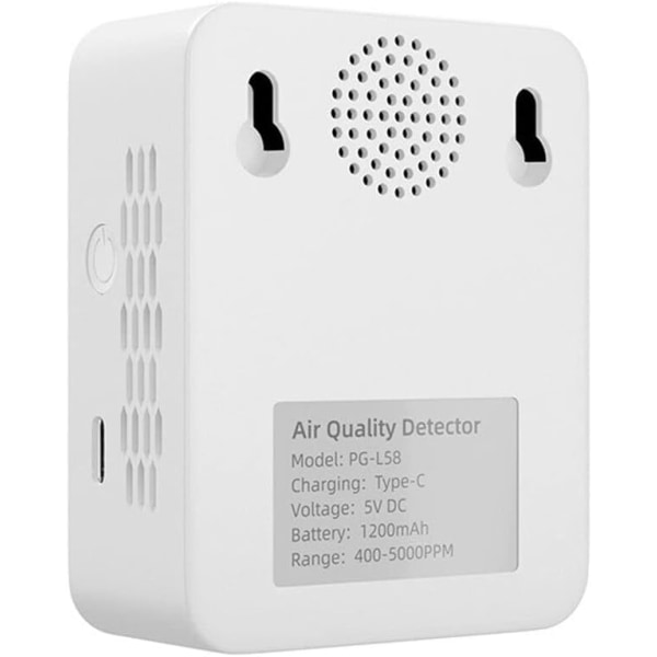 5 i 1 indendørs luftkvalitet -Monitor - CO2 HCHO TVOC AQI Detektor - Hvid