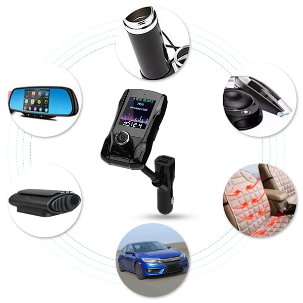 1,8 tommer TFT 360° Rotasjon Bil MP3-spiller Lader Trådløs FM39 Bluetooth-sender
