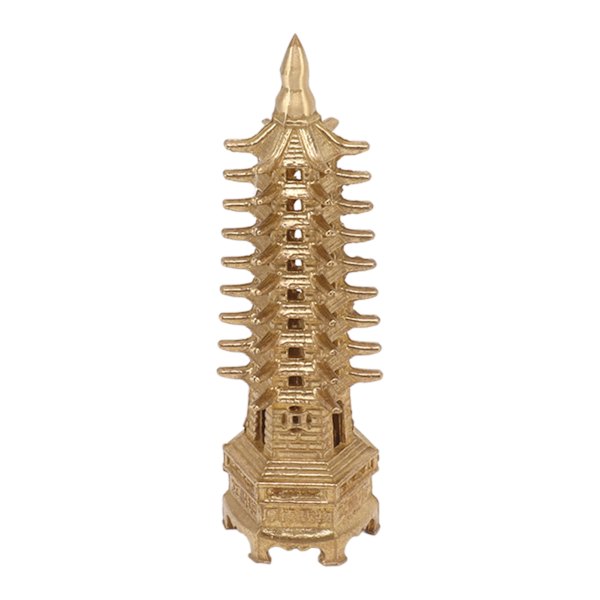 Wenchang Tower Statue 9 Nivåer Mini Pagoda Messing Hjemindretning Feng Shui Ornament til skrivebord