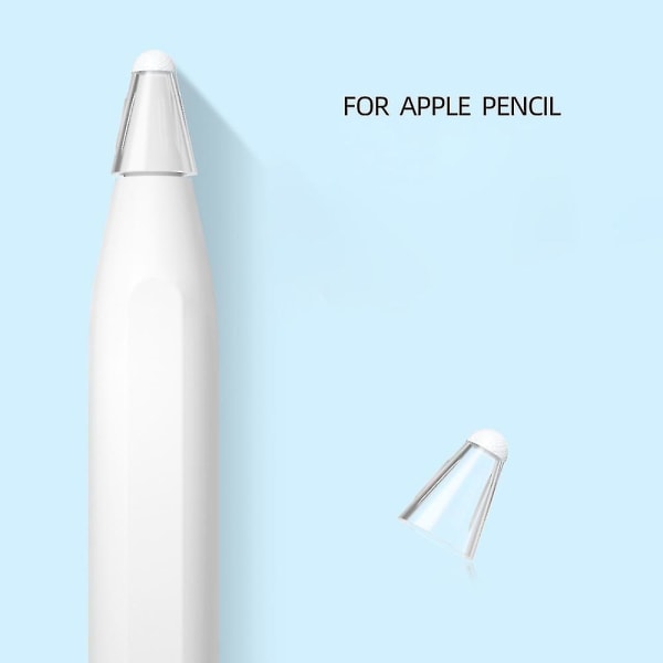 4 stk. Tip Cover Skrivebeskytter Fibercover Støjfri Kompatibel med Apple Pencil 1. Gen/2. Gen transparent