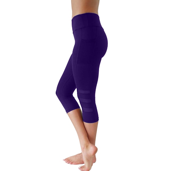 Lila XXL Yoga Capri Leggings för kvinnor