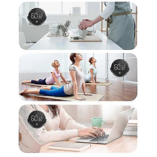 Digital kökstimer väckarklocka stor LED-display högljudd larm magnetisk stativ Black