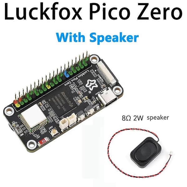Luckfox Pico Zero Linux Micro-WiFi6-utviklingskort basert på RV1106G3-chip 1 TOPS datakraft 8 GB EMMC med 8Ω 2 W høyttaler Black