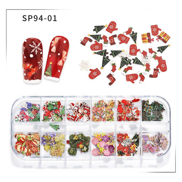 Nail Christmas Nail Art Flakeschristmas Nail Stickers Decals Farverige til manicure dekoration