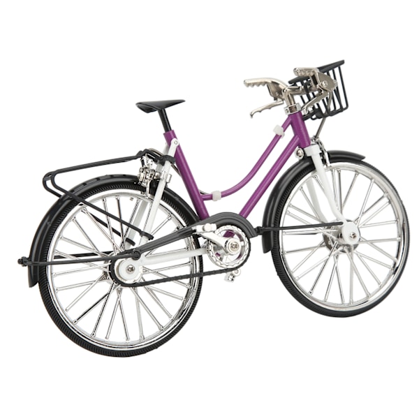 Lila Mini Cykel Ornament Legering Material Antik Stil Cykel Modell Leksak För Samling Hemmakontor Inredning Pojkar Flickor Present