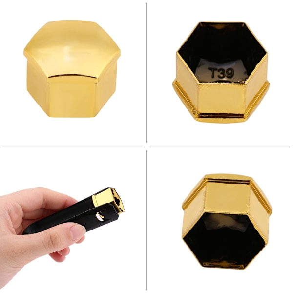 20st 17mm Universal bildäck Hjulnavskydd Luggmutter Bult Skruvskydd Skyddslock Guld