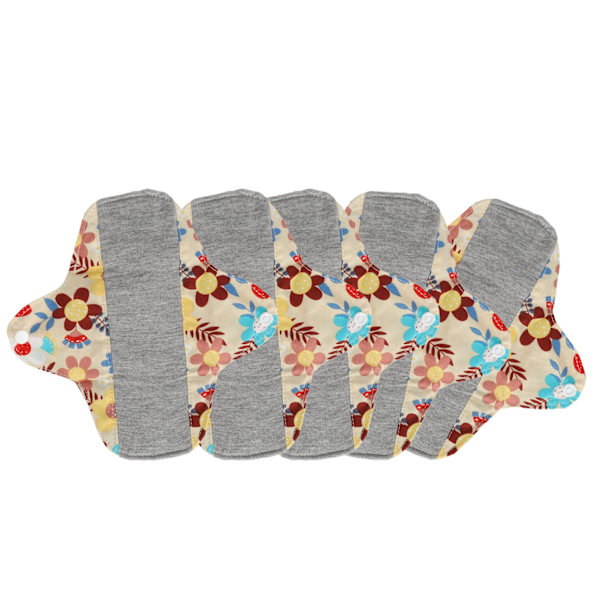5 stk Vaskbare feminine puter Vanntett Absorberende Gjenbrukbar ren bomull Pustende menstruasjonsbind S MSH0024