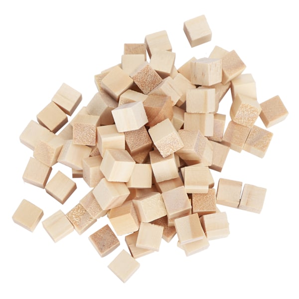 100 stk. Treklosser Furu Firkant Blank Blokker for DIY Håndverk Tidlig Barndom Puslespill Leke 10mm