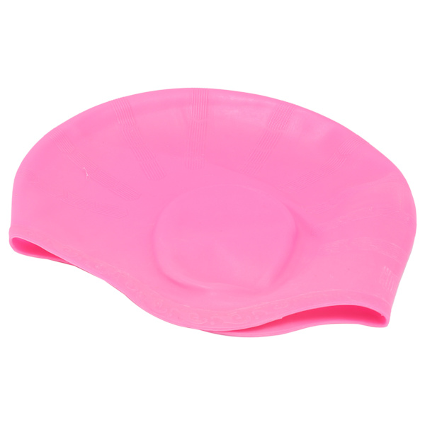 Silikonbadmössa hörselskydd Tredimensionell ergonomisk vattentät badhatt Rosa