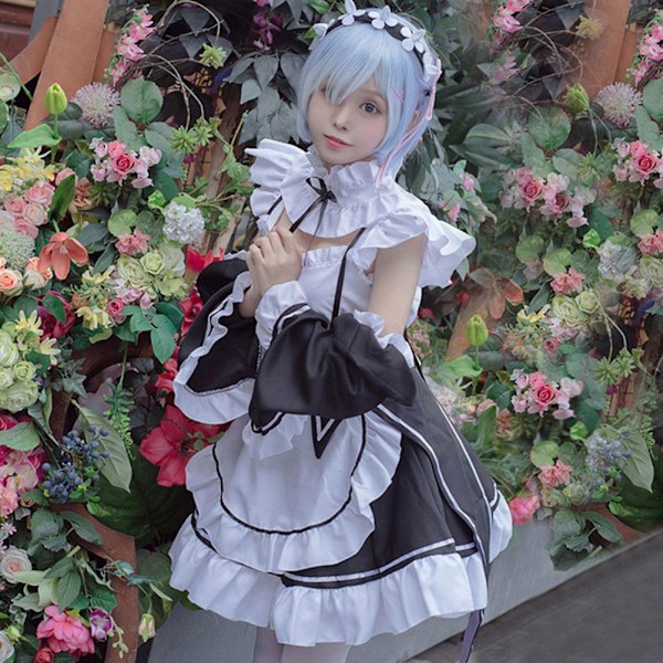 Sort Hvid Pigekjole Halloween Anime Cosplay Kostume Smoking Pigepige Outfit til fire årstider