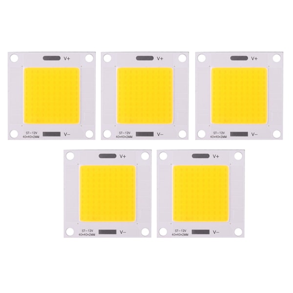 5 stk/sæt Høj Effekt 50W COB LED-integreret lampchip til DIY-pære projektør (varmt lys)