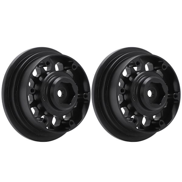 2 stk RC Hjulnav Felg Profesjonell Aluminium Legering Hjulnavsett for Axial SCX6 1/6 RC Bil Svart