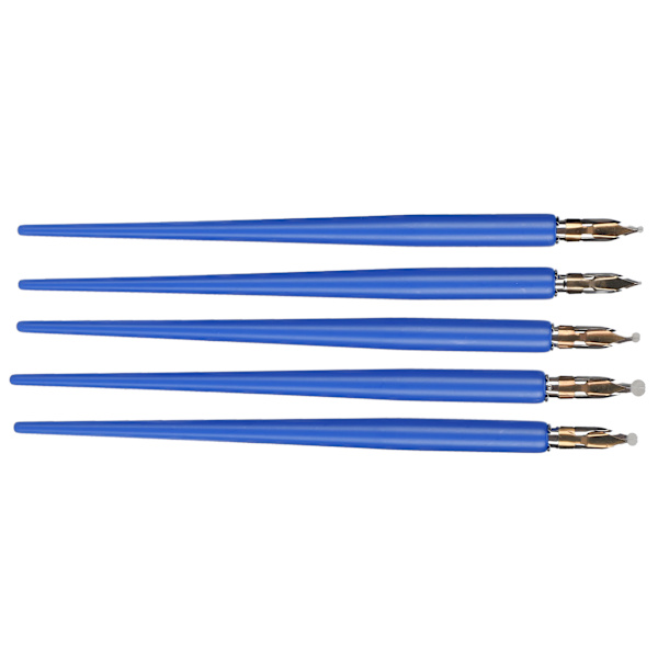Trefylt Dip Pen Hjemmekontor Kunstmaling Kalligrafi Reservoarpennsett Gave Royalblue Tynn Langt Håndtak