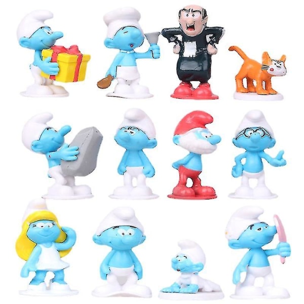 12 pakkauksen smurfdocka tecknad animationsdocka leksakspresentBra laatu