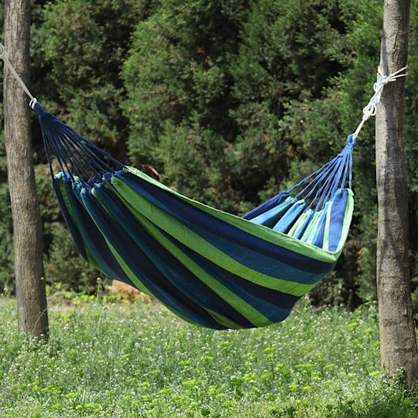 Kannettava puutarha Canvas Riippumatto Camping Nukkua Swing Bed Riippuva kuisti Takapiha Sisätiloissa Ulkona Riippumatto