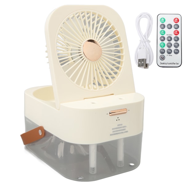 Vifte Luftfukter Type C DC 5V 200mAh 2,5L Vannbeholder Dobbel Sprøyteport 3 Hastigheter Liten Skrivebordsvifte for Soverom Reise