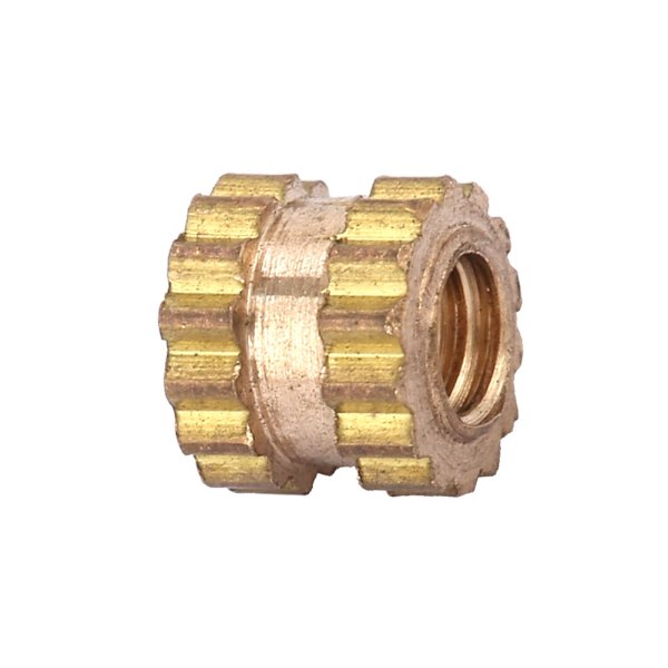 M2 messingcylinder riflet rund støpt innsats med innstøpte muttere (M2*4*3,5; 100 stk)