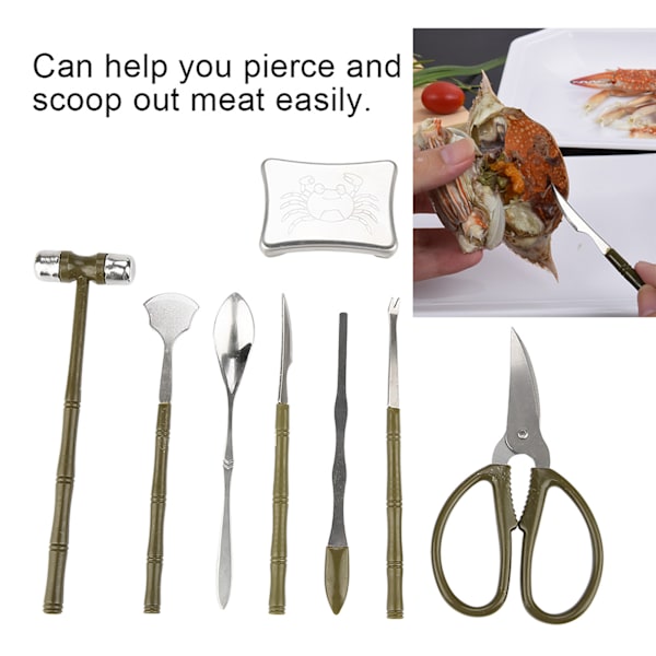 8st Hummer Crab Cracker Verktyg Rostfritt stål Seafood Claw Tool Set Gåva