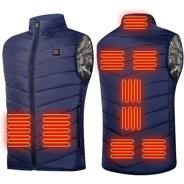 Vinteruppvärmd väst för män och kvinnor, Slim Fit, Utomhusvandring, 4X-Large, Marinblå