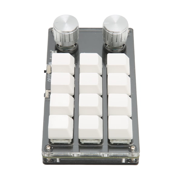 Mini-tangentbord 12 taster 2 knapper USB eller BT-tilkobling Blå bryter Plug and Play Programmerbar tastatur for spill Kontor Media Hvit