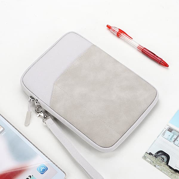 Tablet 7,9-11 tommer computertaske med lommer Lysegrå Light Grey 7.9-8inch
