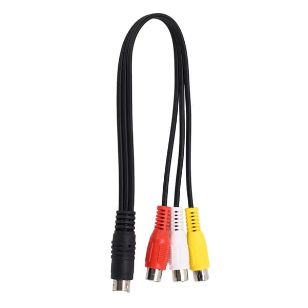 Mini DIN 7-ben til 3 RCA-kabel Rød Gul Hvid Mini DIN 7-ben han til 3 RCA hun ledning Videoadapterkabel 1,0 fod
