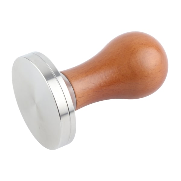 1 stk trehåndtak rustfritt stål espresso kaffetamper pressverktøy med 58 mm flat base varm