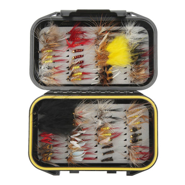 72 stk Fluestangfluer Kit Rustfritt stål Holdbart materiale Levende lyse farger Fluestanglokk for fiske