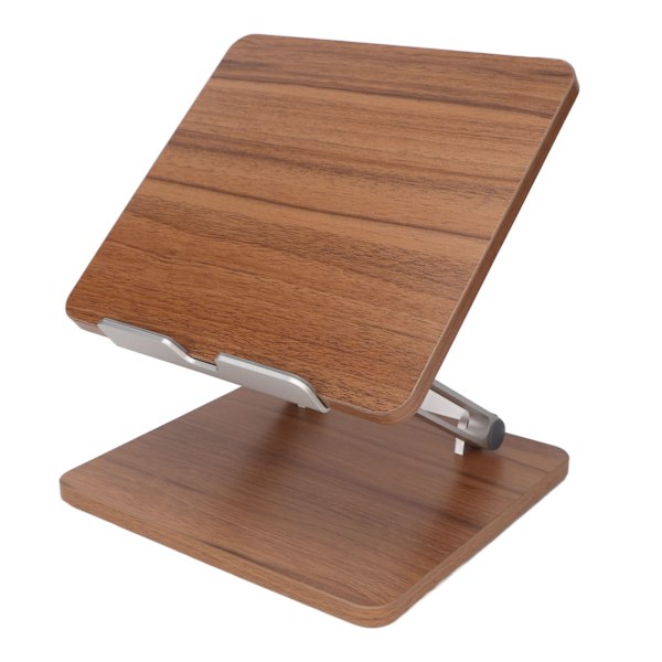 Laptopställ i trä, bekväm ergonomisk justerbar design, aluminiumlegering, mörk träfärg, kontorslaptopstativ