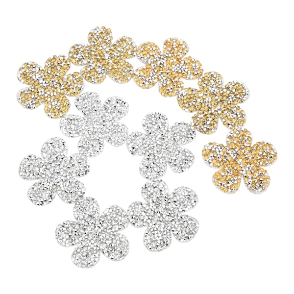 10 STK Rhinestone Applikation Patches Gul Sølv Strass Blomform Patches Blomster DIY Håndlavede Patches til Hat