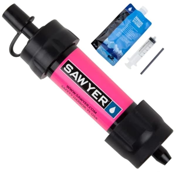 【NX】Mini bærbar overlevelsesvannfilterstrå vannfiltreringssystem rosa Rose Red