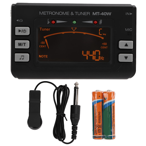 Metronomtuner Elektrisk LCD-instrument 3 pickup-tilstande til guitar violin saxofon MT‑40W blæseinstrumenter