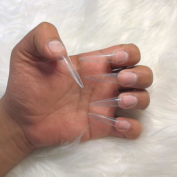 Nails 500stk Lavish Long Clear Stiletto Nail Tips For Akrylnegler