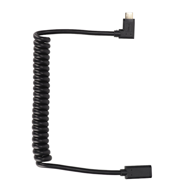 USB C-kabel USB C hona till USB C hane 4K 60hz 3A Snabbladdning 10Gbps 1,2m spiralfjäderdesign USB C strömkabel hona huvud till hane sidoböjning