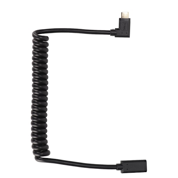 USB C-kabel USB C hunn til USB C hann 4K 60Hz 3A Hurtiglading 10Gbps 1,2m spiralfjærdesign USB C strømledning hunnhode til hann sidebøyning