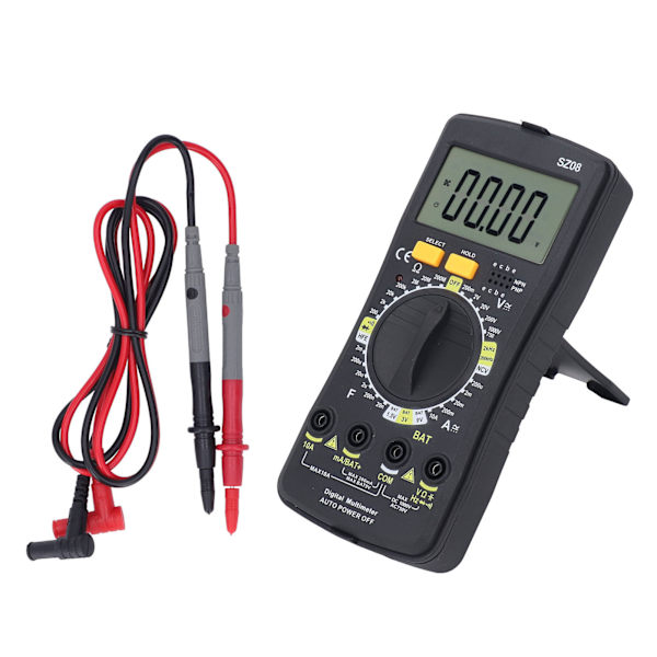 Digital multimeter Ultratynd Auto Manuel rækkevidde Lys Lyd Alarm Justerbar støttefod Elektrisk tester