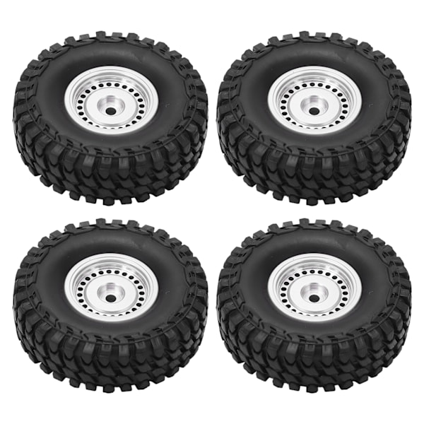 4 kpl 55 mm eturenkaat ja takarenkaat sekä 24 reiän vanteet Axial SCX24 1/24 RC-autolle, hopea