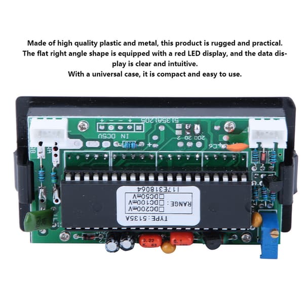5135A DC5V DC-voltmeter med høj præcision Digital panelmåler med rød LED (DC50mV/DC100mV/DC200mV)