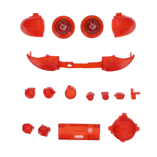 Full Buttons Mod Kit Trigger Full Trigger Modulsett for XBOX Series X for XBOX Series S Kontroller Transparent Rød