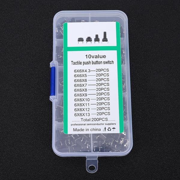 【NX】200 stk. Tact Switch Kit Industritilbehør Hardwaredele 10W Flick Interrupter Kits200PCs