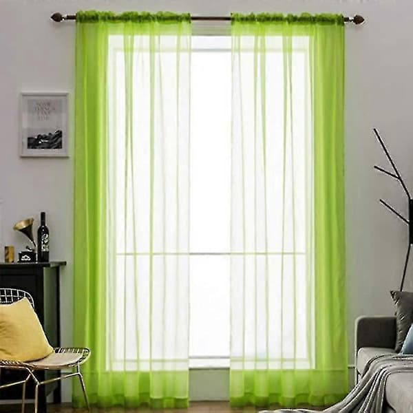Voilegardiner med volanger i linoptikk transparent Green