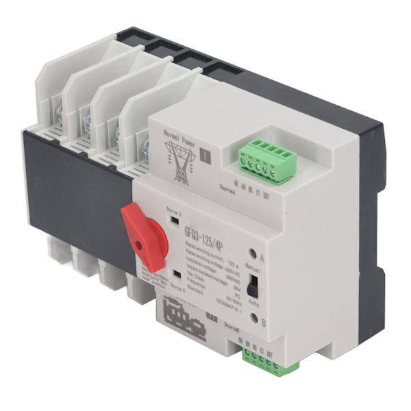 4P Automatisk Overføringsafbryder 35 mm Skinnemonteret Dual Power Generator Switchover Switch AC400V 125A