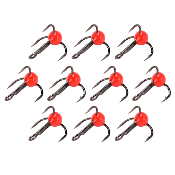 10 st/set Fiskediskantkrok Hög kolstål Korrosionsbeständighet Fiskedrag färg Borrkrok Röd
