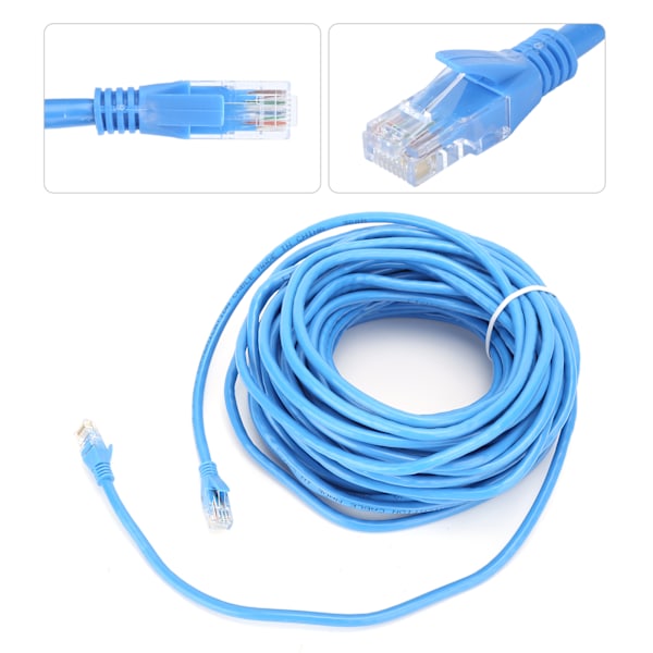 Netværkskabel Gigabit RJ45 Ethernet LAN Patch Cord Iltfrit Kobber Blå Computer Jumper Wire 20 meter/22yd