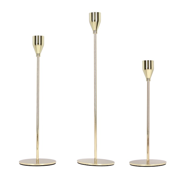3 set Ljushållare Hel metallstruktur Enkel design Enkel installation Ljusstakar Lång hållare för restaurangfest