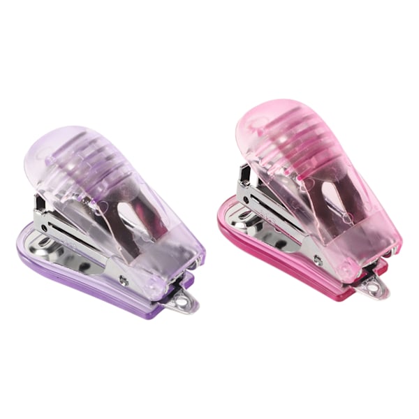 2 st Mini Häftapparat 20 Arks Kapacitet Hävarmstruktur Portabel Häftapparat Handhållen Häftapparat för 24Pin 6Pin Lila Rosa
