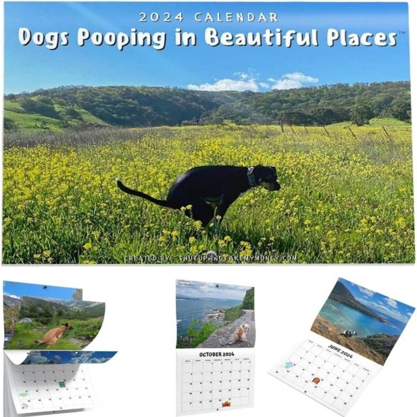 Excellent Quality-Pooping Dogs Calendar 2024 Kalender A